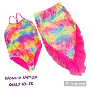 Wonder Nation 10-12 girls Both bathing suit and cover up in Beautiful condition!